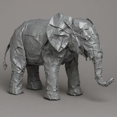 Elephant sculpture made of duct tape